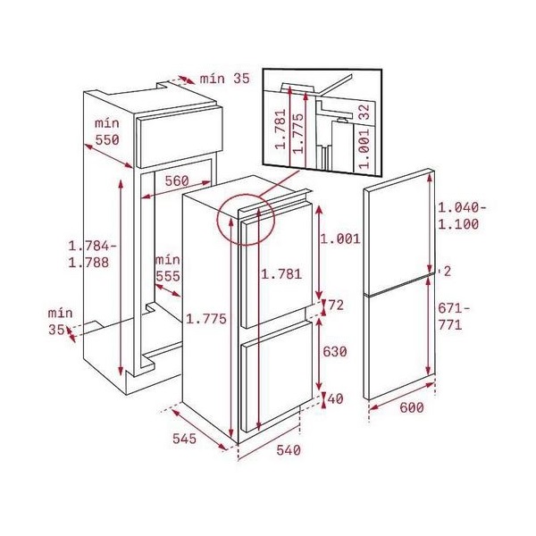 Σχέδιο εντοιχισμού CI3 350 NF A++